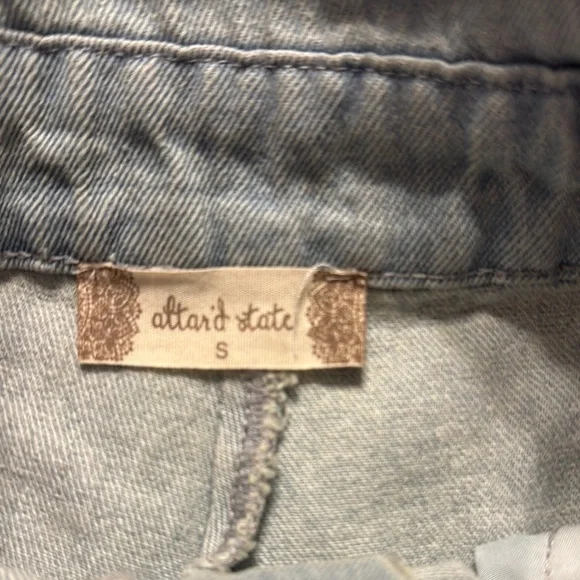 Altar'd State High Waist Blue Denim Shorts - Picture 2 of 6